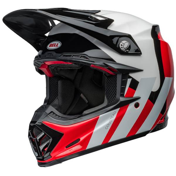 Bell Moto 9S Flex Hello Cousteau Stripes White Red Helmet