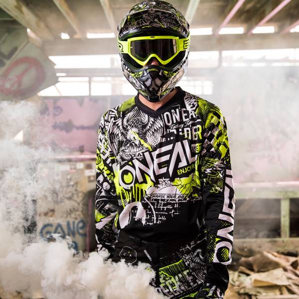 2018 ONeal Element Kit Combo Attack Black Hi Viz Dirtbikexpress