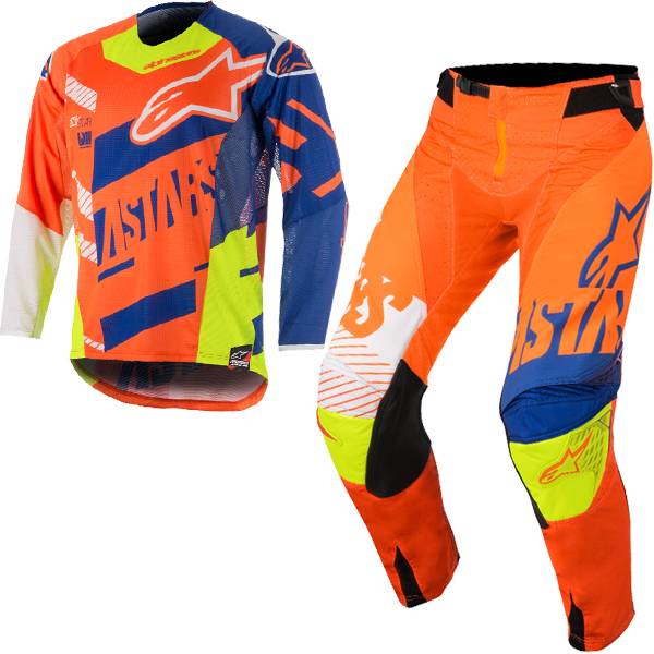 2018 Alpinestars Techstar Kit Combo - Screamer Org Blue Flo Ylw