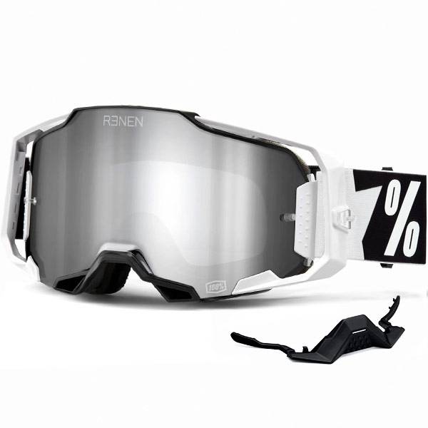 100% Armega Renen Starbleed Silver Mirror Lens Goggles