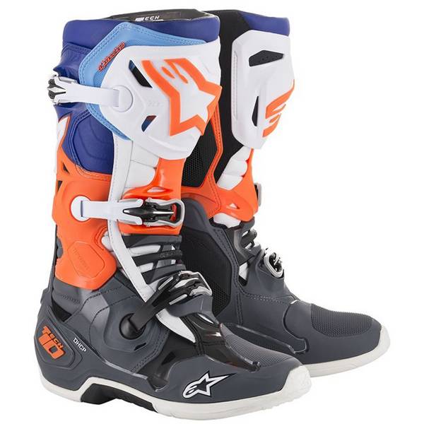 Alpinestars Tech 10 Cool Grey Orange Fluo Blue Wht 19 Boots