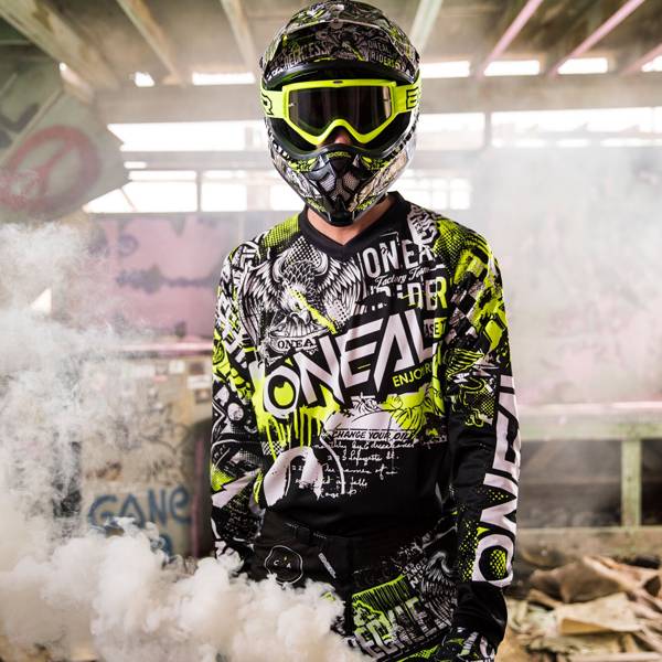 ONeal Element Attack Black Hi Viz Jersey | Dirtbikexpress™