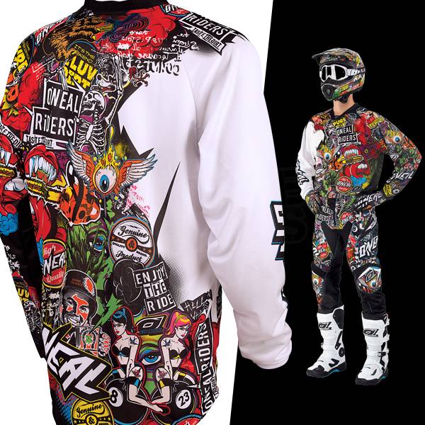 O'Neal Mayhem Pantaloni Unisex – Nero/Multicolore, Taglie 34-50, Per Moto E Off-Road