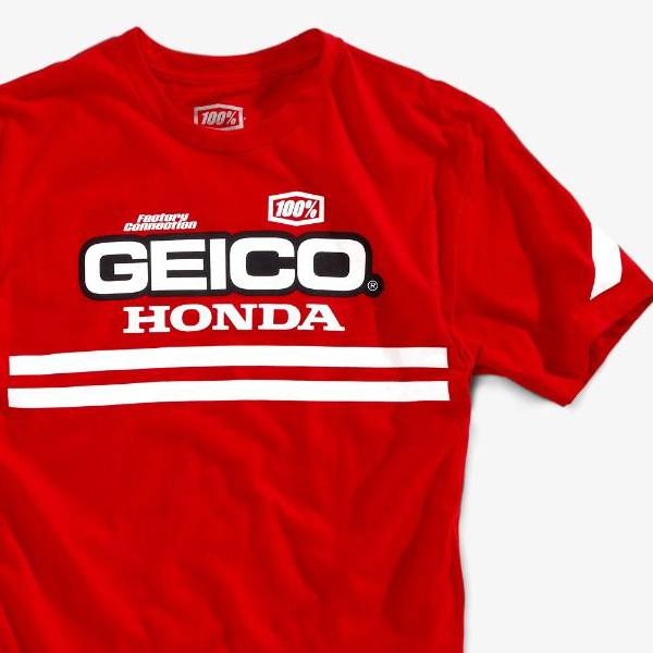 100% Contrail Honda Geico Red T Shirt | Dirtbikexpress™