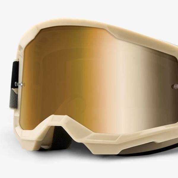 100% Strata Huntsitan Mirror Silver Lens 100% Strata 2 White Silver Mirror Lens Goggles