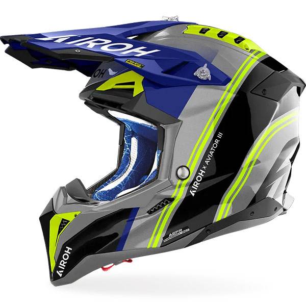 airoh motorcycle helmets uk Commander 2 Reveal Gloss Blue provides the noble carbon fibre (HPC Carbon) for the other graphic variants Airoh connor helmet - ego