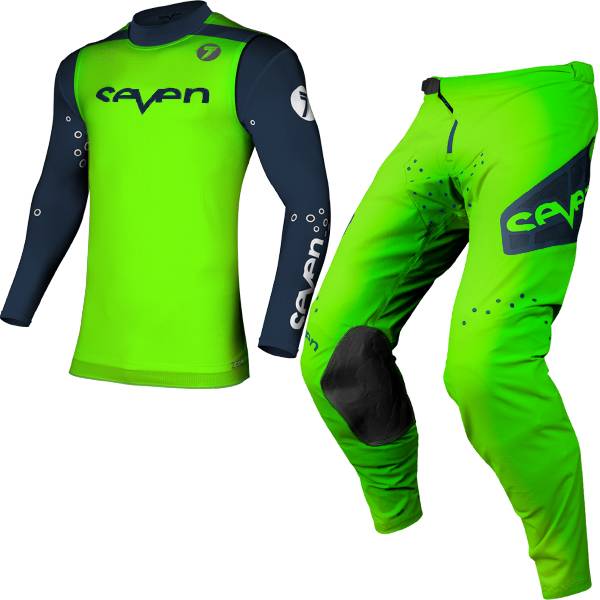 Seven MX Kids Zero Raptor Flo Green Navy Kit Combo | Dirtbikexpress™