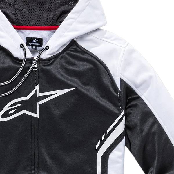 Alpinestars Strike Zipped Hooded Fleece Hoodie - Men's Casual Wear In Black/White & Red