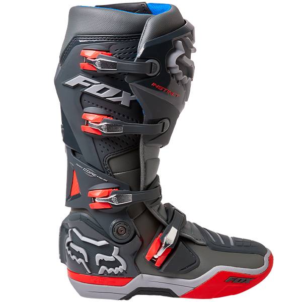 Fox Racing Grey Red Instinct Motocross Boots Dirtbikexpress