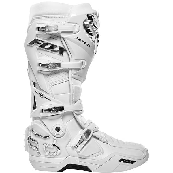 Fox Racing White Silver Instinct Motocross Boots Dirtbikexpress