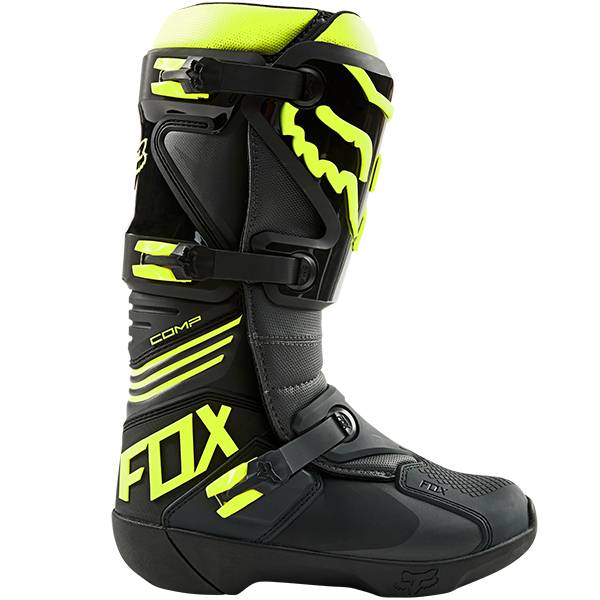 Fox Racing Black Yellow Comp Motocross Boots | Dirtbikexpress™