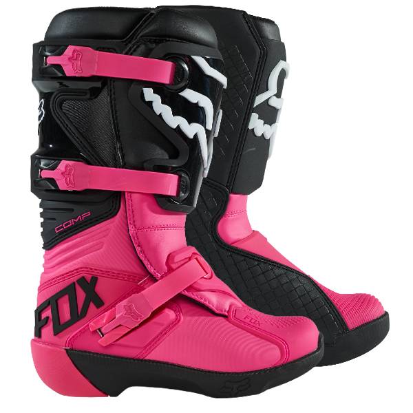 Fox Racing Youth Black Pink Comp Motocross Boots Dirtbikexpress