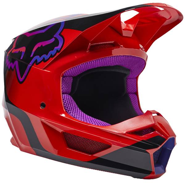 Red motocross shop helmet