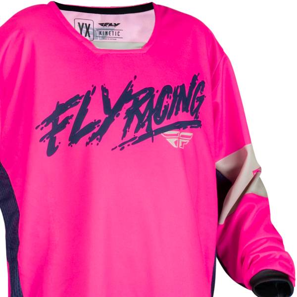 Fly Racing Kids Kinetic Khaos Pink Navy Tan Kit Combo