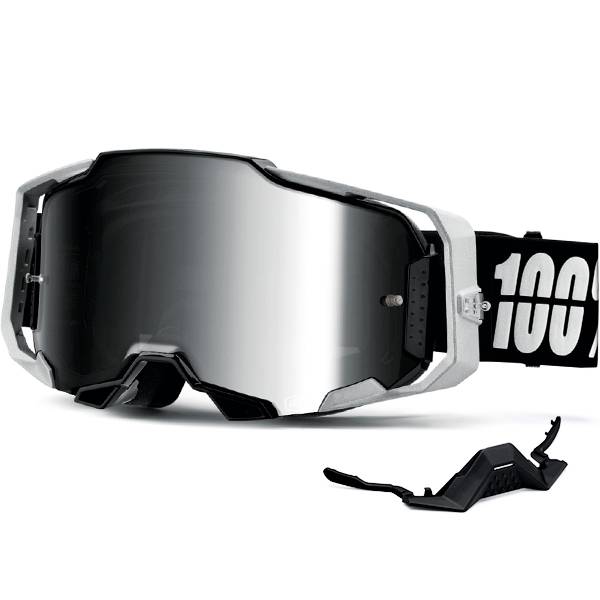 100% ARMEGA RENEN S2 ゴーグル　バイク　SHOEI 100% Armega Renen S2 Silver Mirror Lens Goggles | Dirtbikexpress™