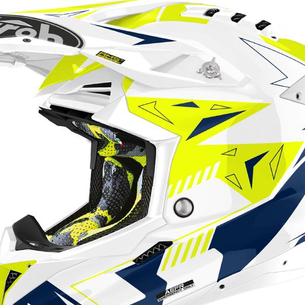 Airoh Aviator 3 Spin Yellow Blue Gloss Helmet