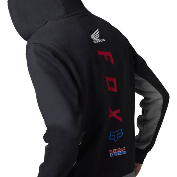 Fox Honda Black Zip Fleece Hoodie Dirtbikexpress