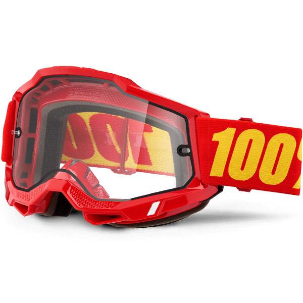 100 Accuri 2 Red Yellow Clear Lens Enduro Goggles Dirtbikexpress