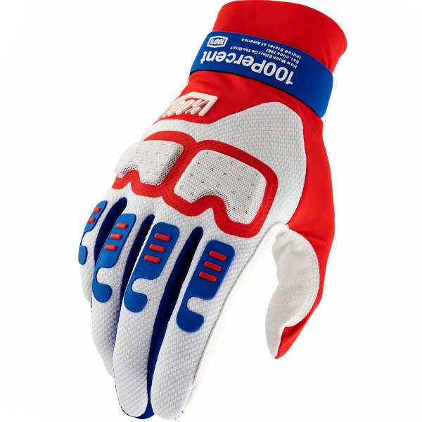 100% Airmatic Adult Gloves (Blue White, Small